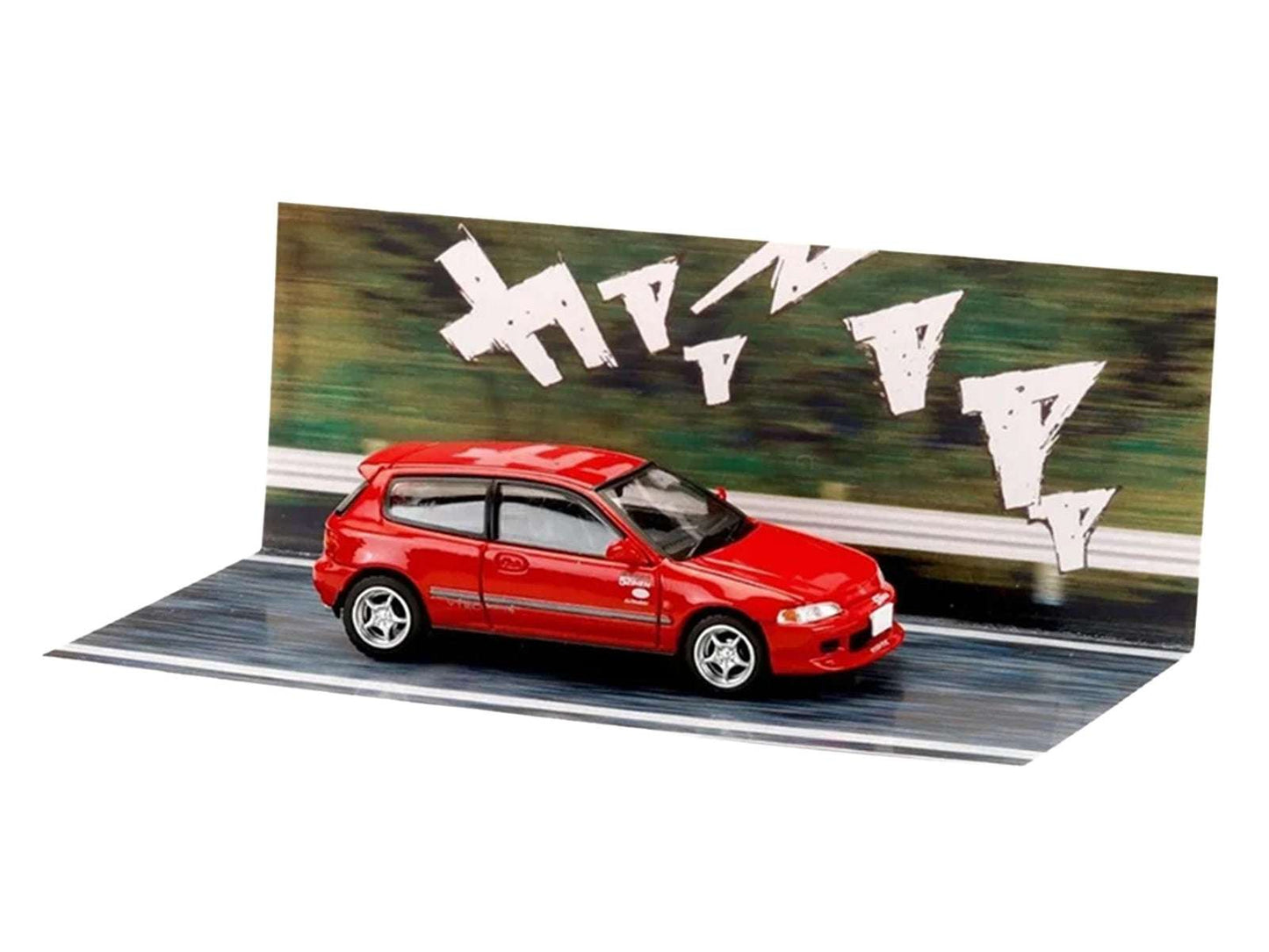 Honda Civic (EG6) RHD (Right Hand Drive) "Myogi Night Kids" Red "Initial D" (1995-2013) Manga "Diorama Set Series" 1/64 Diecast Model car by Hobby Japan Cartsfy Inc.
