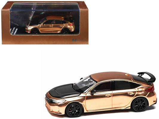 Honda Civic Type R (FL5) RHD (Right Hand Drive) Electroplating Copper Metallic with Carbon Hood "Hong Kong Toycar Salon 2025" "Senior 64" Series Limited Edition to 599 pieces Worldwide 1/64 Diecast Model Car by MotorHelix Cartsfy Inc.