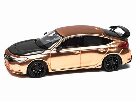 Honda Civic Type R (FL5) RHD (Right Hand Drive) Electroplating Copper Metallic with Carbon Hood "Hong Kong Toycar Salon 2025" "Senior 64" Series Limited Edition to 599 pieces Worldwide 1/64 Diecast Model Car by MotorHelix Cartsfy Inc.