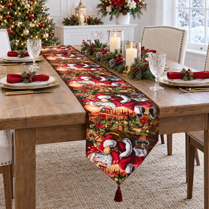 Santa Red Christmas Tablecloth Holiday Runner 85 Inches