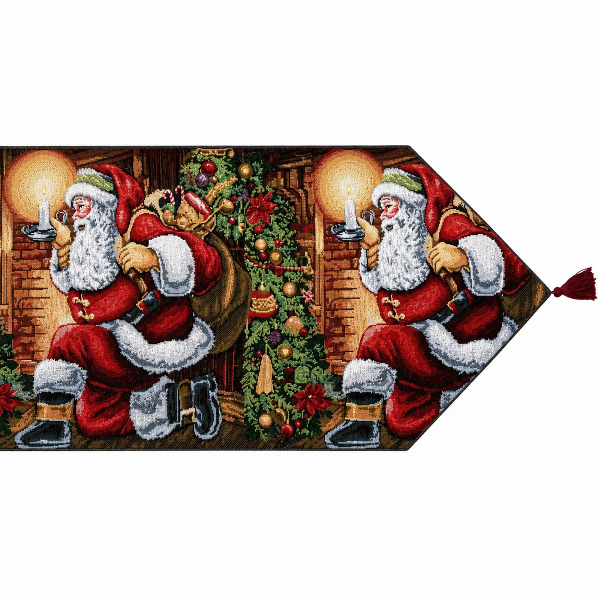 Santa Red Christmas Tablecloth Holiday Runner 85 Inches