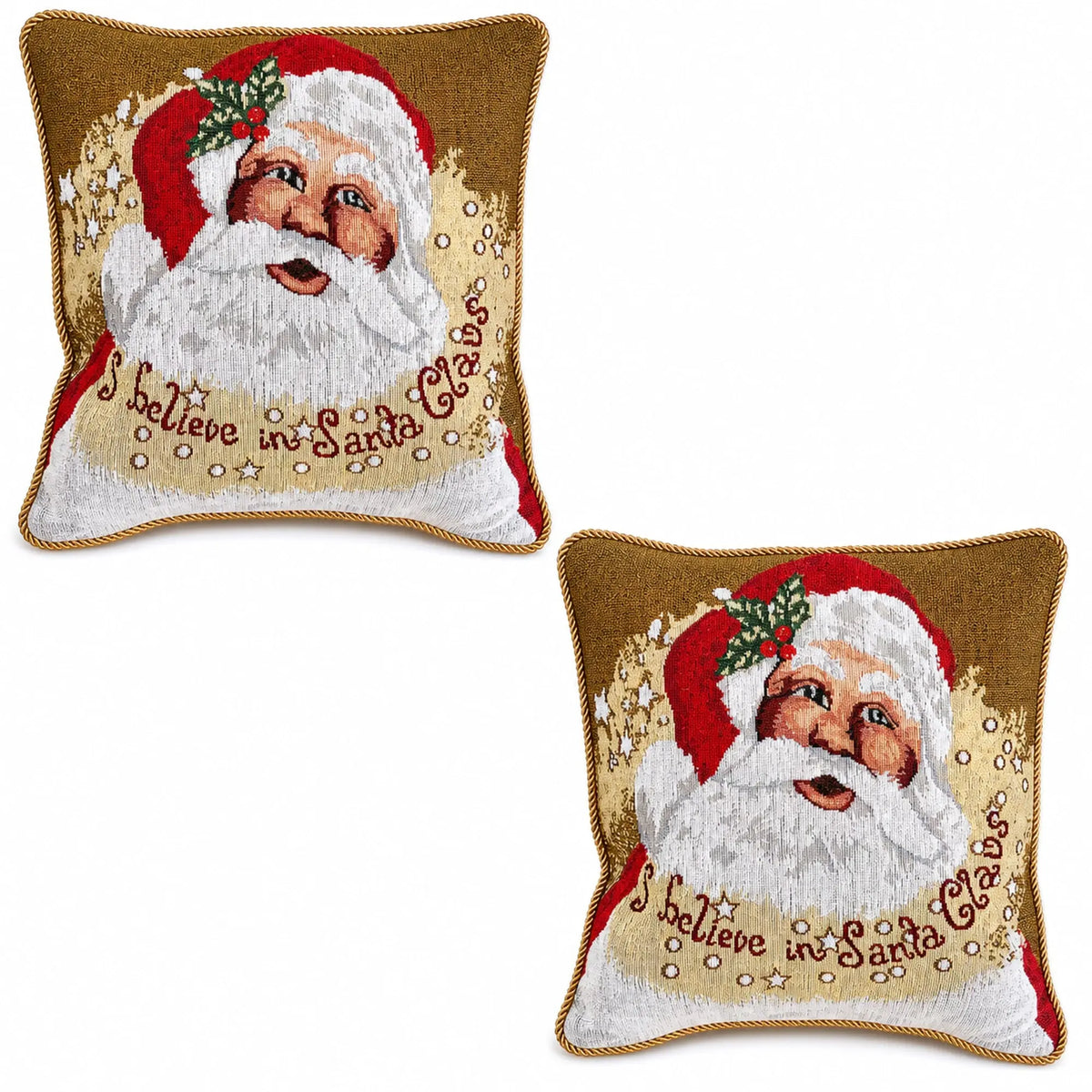 Set of 2 Believe in Santa Christmas Cushion Throw Pillow Covers