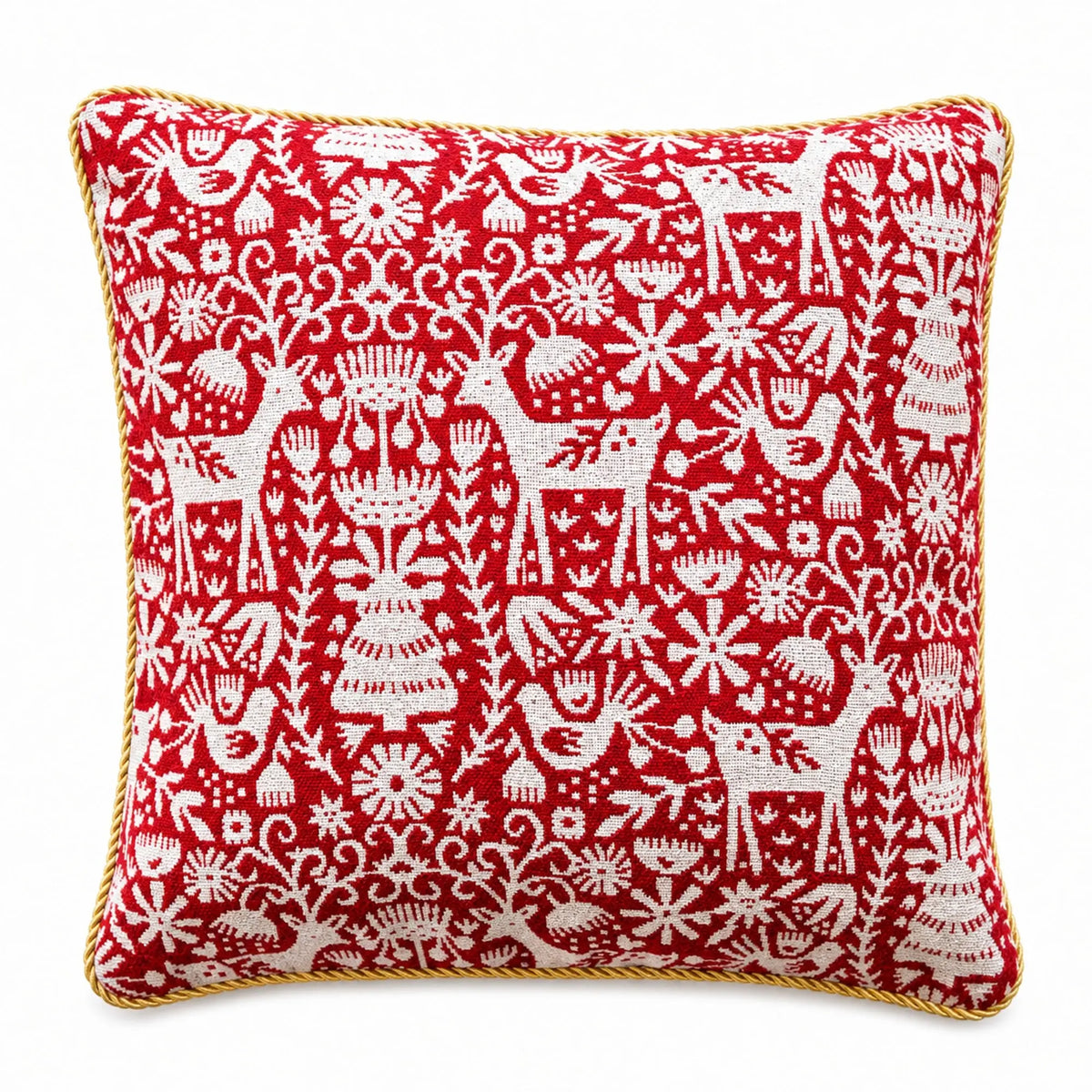 Set of 2 White Deer in the Woods Christmas Throw Cushion Pillow Covers