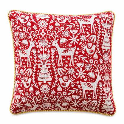Set of 2 White Deer in the Woods Christmas Throw Cushion Pillow Covers