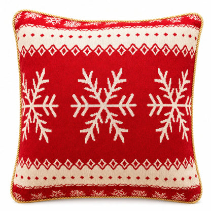 Set of 2 White Snowflakes on Red Christmas Throw Cushion Pillow Covers