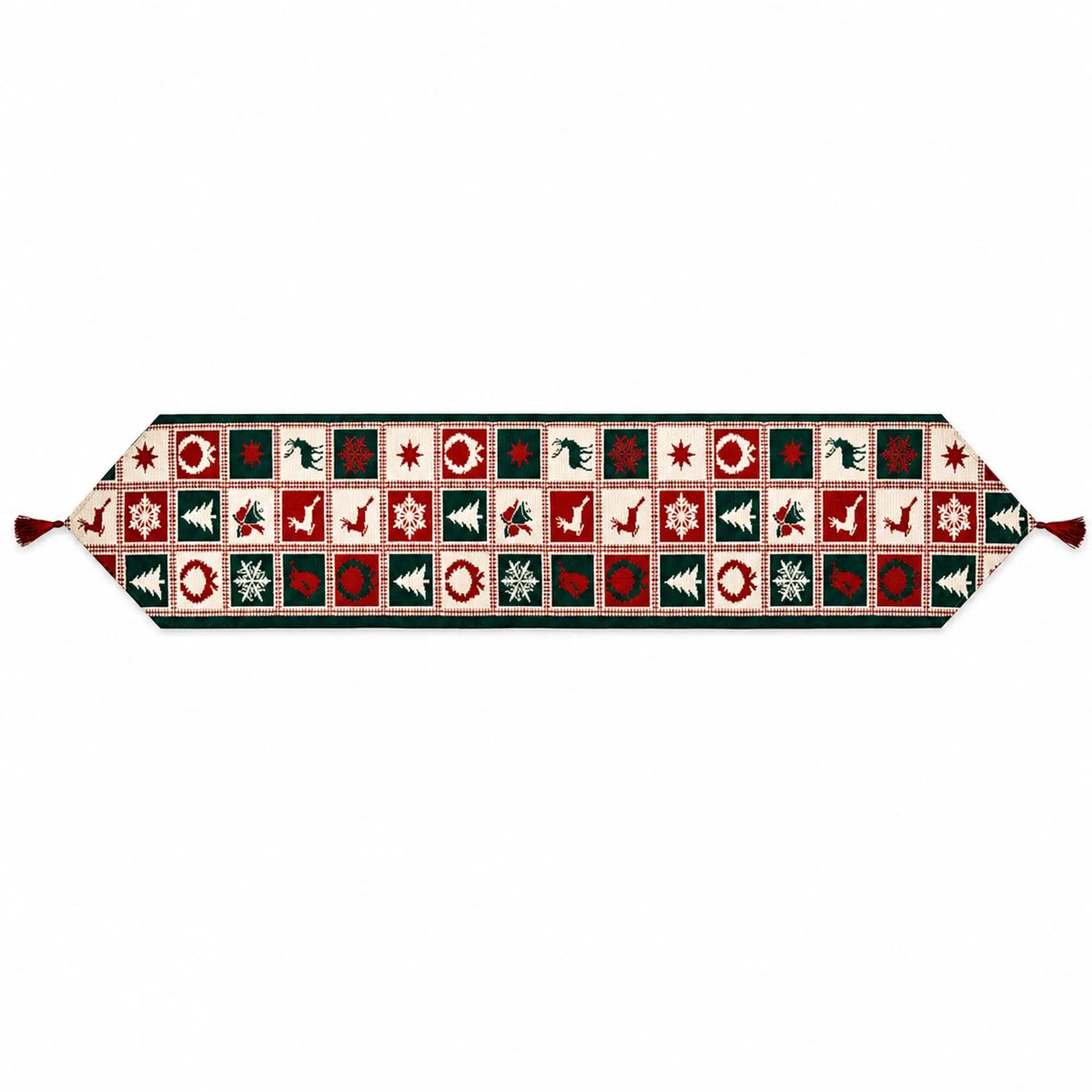 Reindeer Square Patterns Christmas Tablecloth Holiday Runner 75 Inches