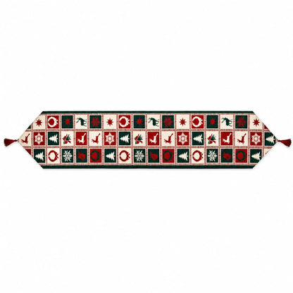 Reindeer Square Patterns Christmas Tablecloth Holiday Runner 75 Inches