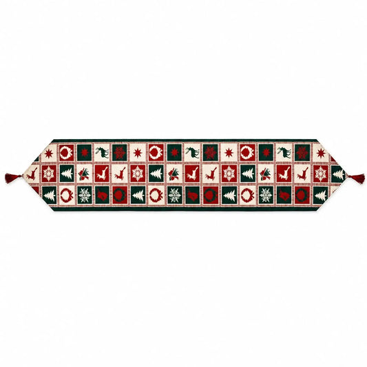 Reindeer Square Patterns Christmas Tablecloth Holiday Runner 75 Inches BestPysanky Default Title Default Title-