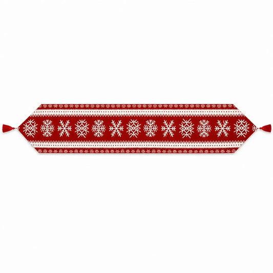 Snowflakes on Red Pattern Christmas Tablecloth Holiday Runner 76.5 Inches BestPysanky Default Title Default Title-