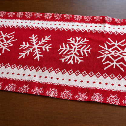 Snowflakes on Red Pattern Christmas Tablecloth Holiday Runner 76.5 Inches