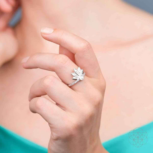 I Am Divinely Guided: 111 Angel Number Silver Lotus Ring Cartsfy Inc.