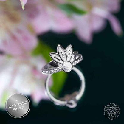 I Am Divinely Guided: 111 Angel Number Silver Lotus Ring Cartsfy Inc.