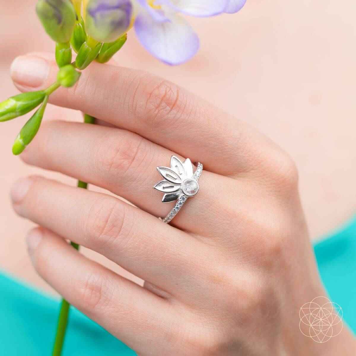 I Am Divinely Guided: 111 Angel Number Silver Lotus Ring Cartsfy Inc.