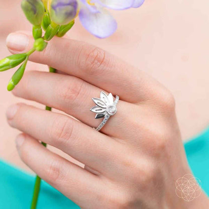 I Am Divinely Guided: 111 Angel Number Silver Lotus Ring Cartsfy Inc.
