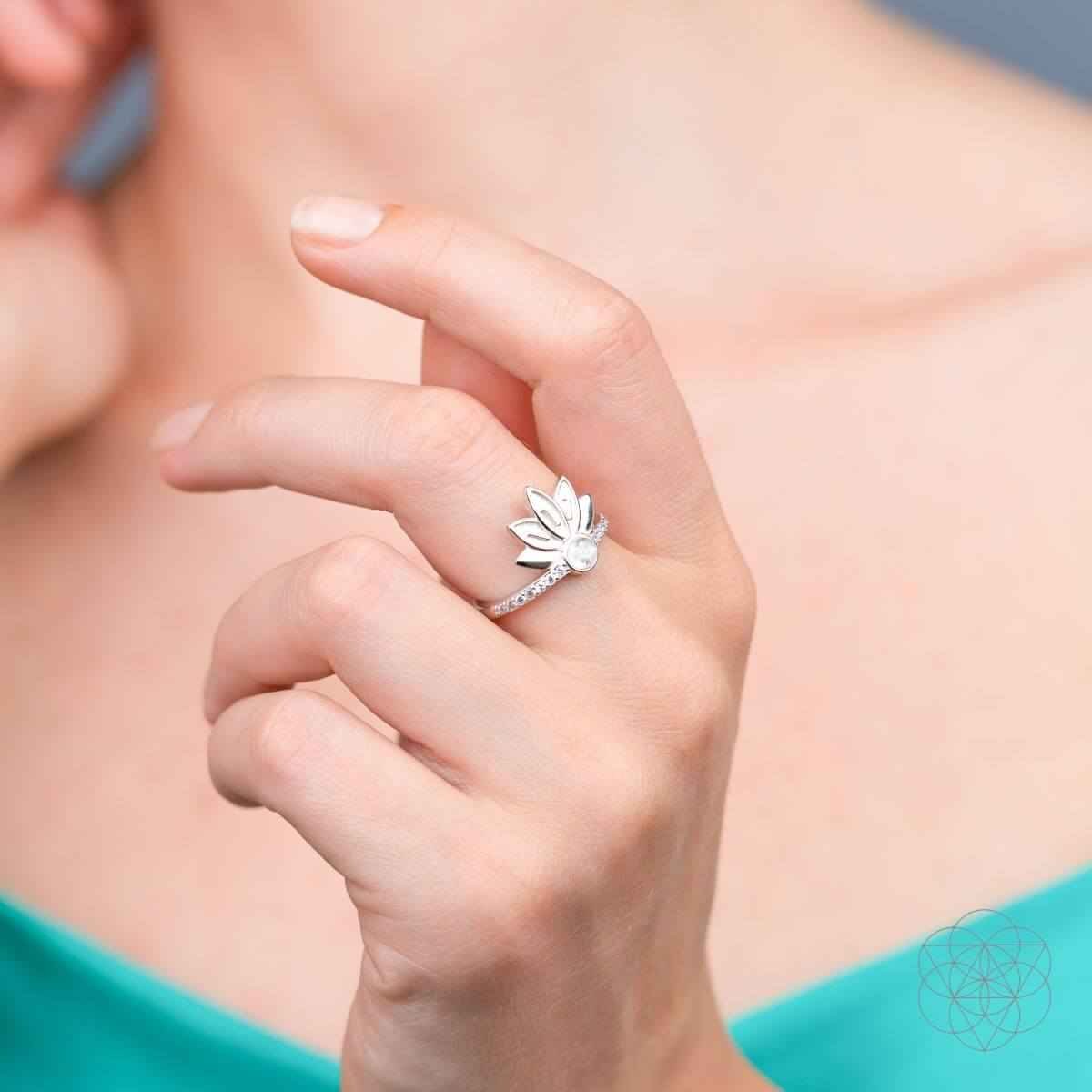 I Am Divinely Guided: 111 Angel Number Silver Lotus Ring - Cartsfy Inc.