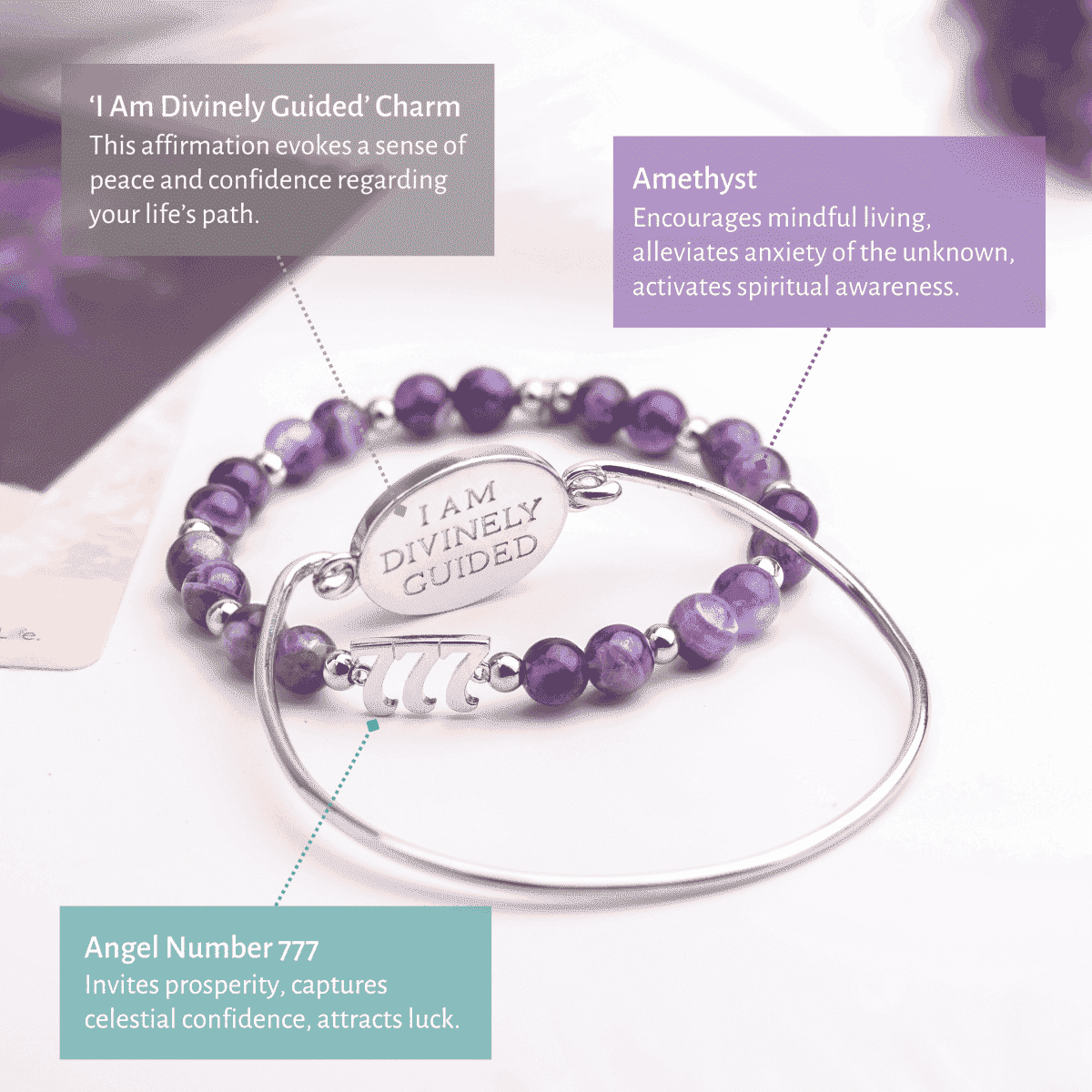 I Am Fortunate - 777 Lucky Amethyst Bracelet Set Cartsfy Inc.