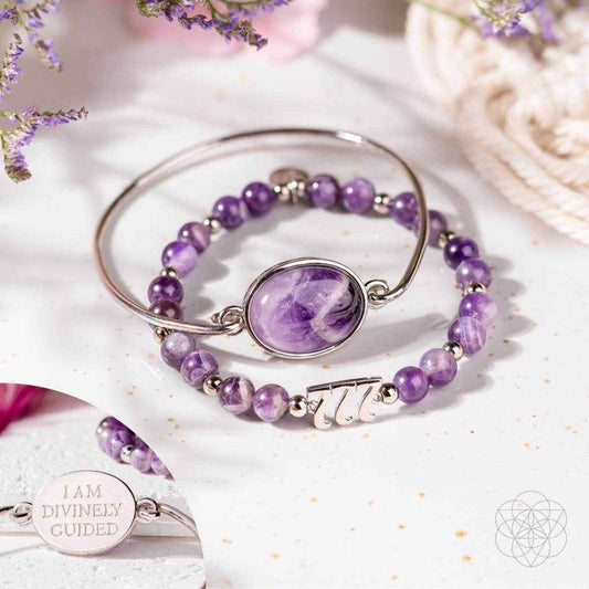 I Am Fortunate - 777 Lucky Amethyst Bracelet Set - Cartsfy Inc.