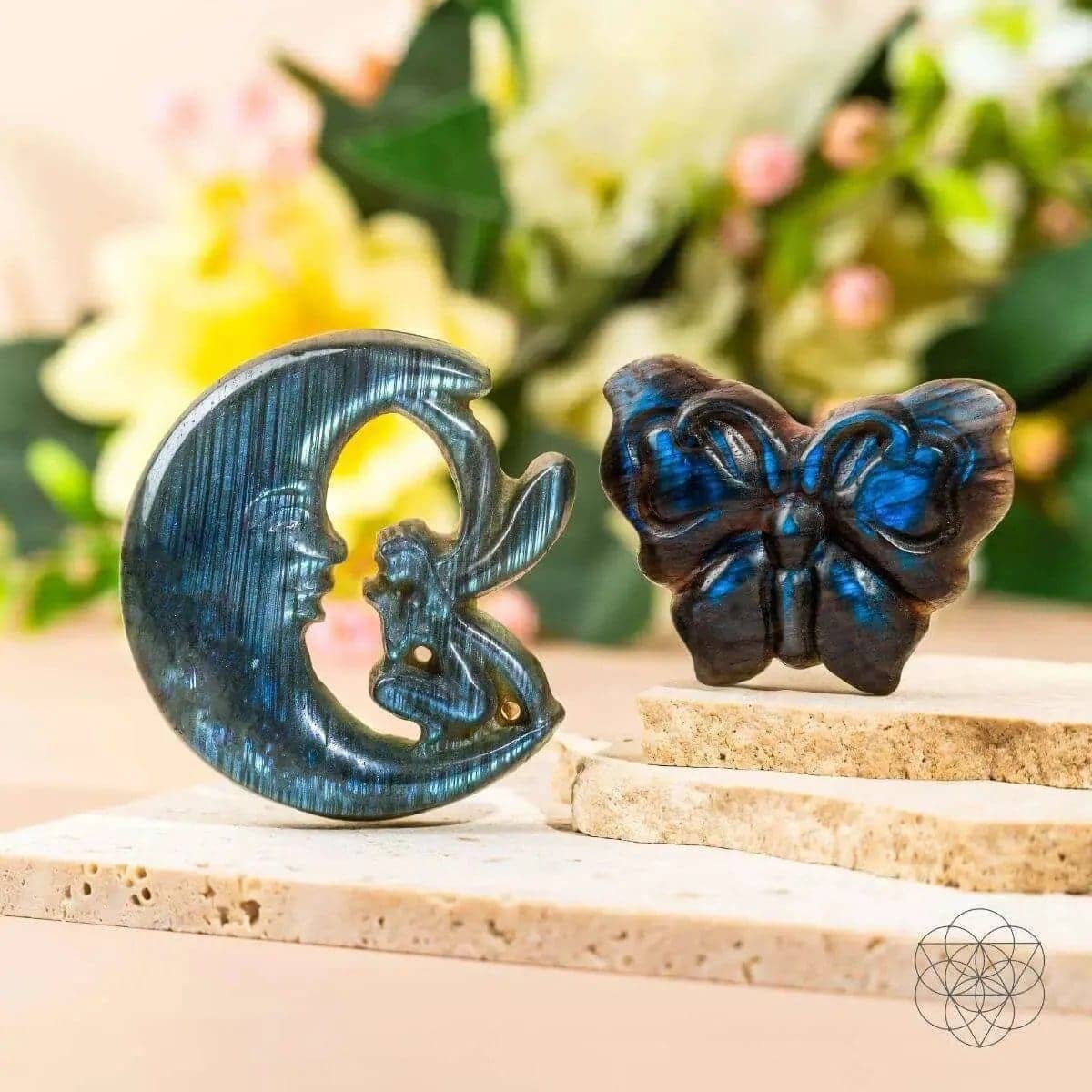 I Am Reborn - Labradorite Carving of Transformation Conscious Items Butterfly For Transformation Moon & Fairy For Renewal Butterfly For Transformation-Moon & Fairy For Renewal-