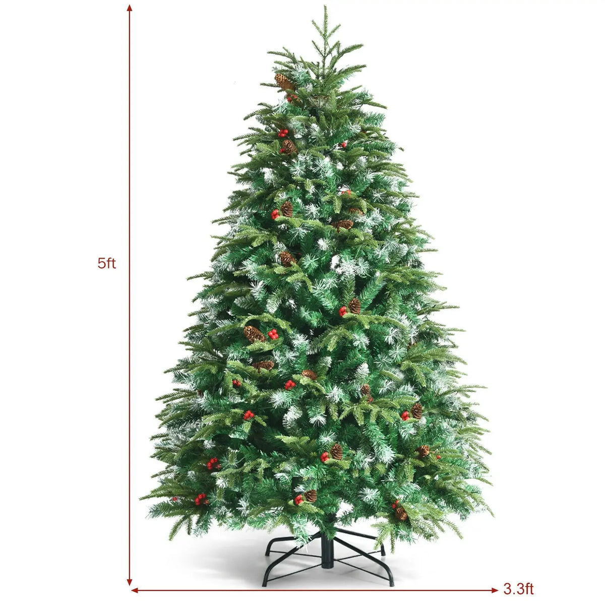 Pre-Lit Snowy Christmas Hinged Tree with Multi-Color Lights