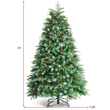 Pre-Lit Snowy Christmas Hinged Tree with Multi-Color Lights