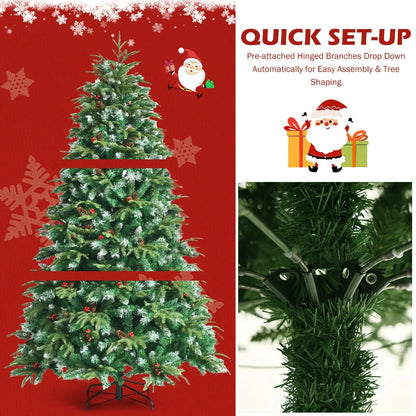 Pre-Lit Snowy Christmas Hinged Tree with Multi-Color Lights