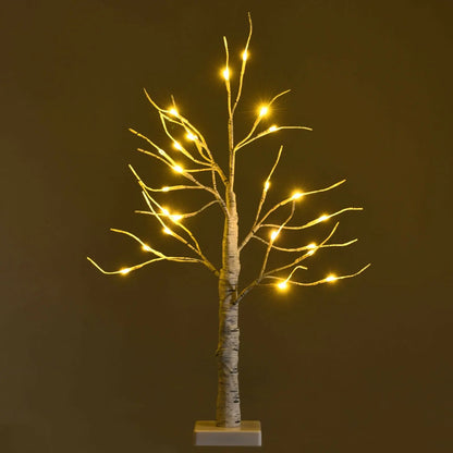 2 Feet Pre-lit White Twig Birch Tree Battery Powered for Christmas Holiday