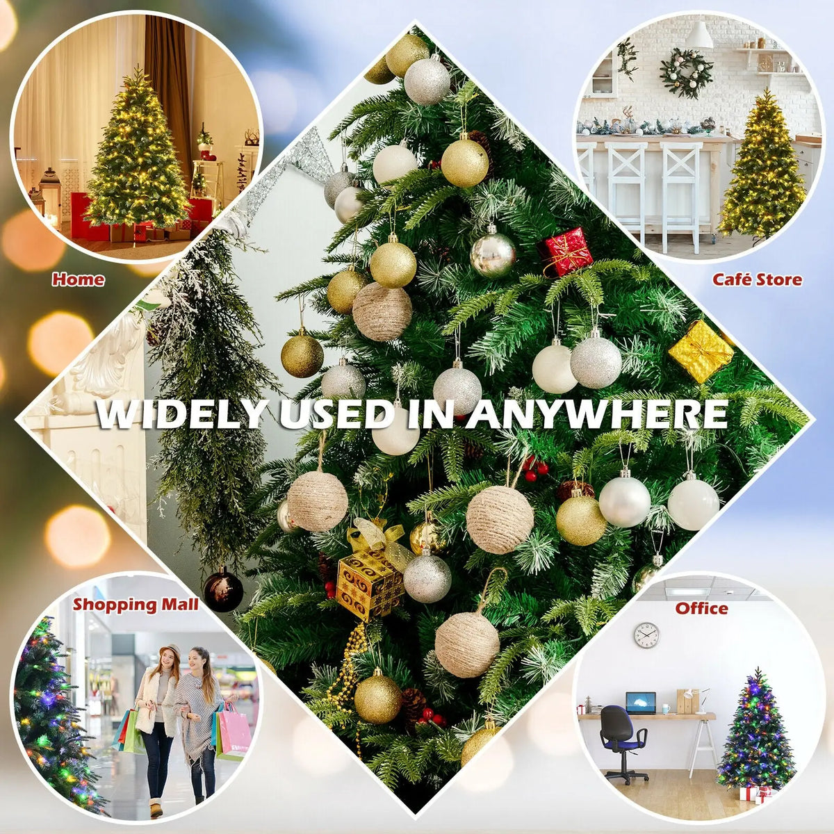 Pre-Lit Snowy Christmas Hinged Tree with Multi-Color Lights