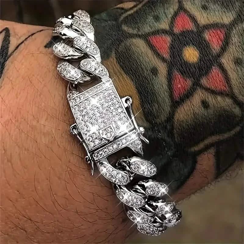 Iced Out Hip Hop Zircon Cuban Chain Bracelet for Men - Cartsfy Inc.