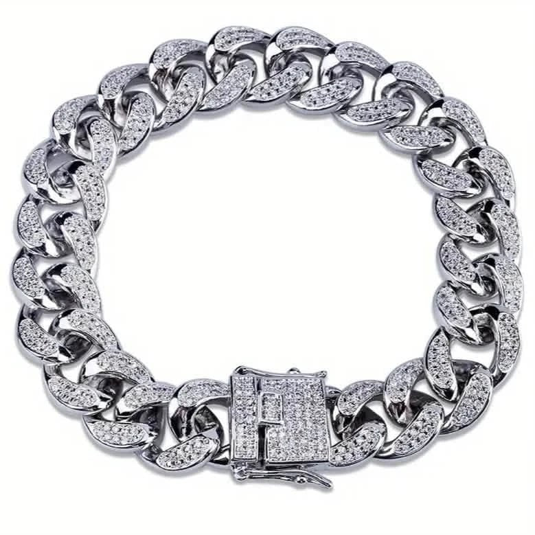 Iced Out Hip Hop Zircon Cuban Chain Bracelet for Men - Cartsfy Inc.