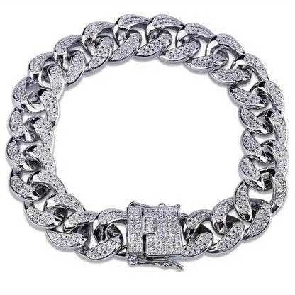 Iced Out Hip Hop Zircon Cuban Chain Bracelet for Men - Cartsfy Inc.