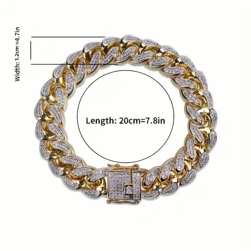 Iced Out Hip Hop Zircon Cuban Chain Bracelet for Men - Cartsfy Inc.