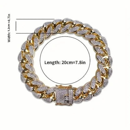 Iced Out Hip Hop Zircon Cuban Chain Bracelet for Men - Cartsfy Inc.