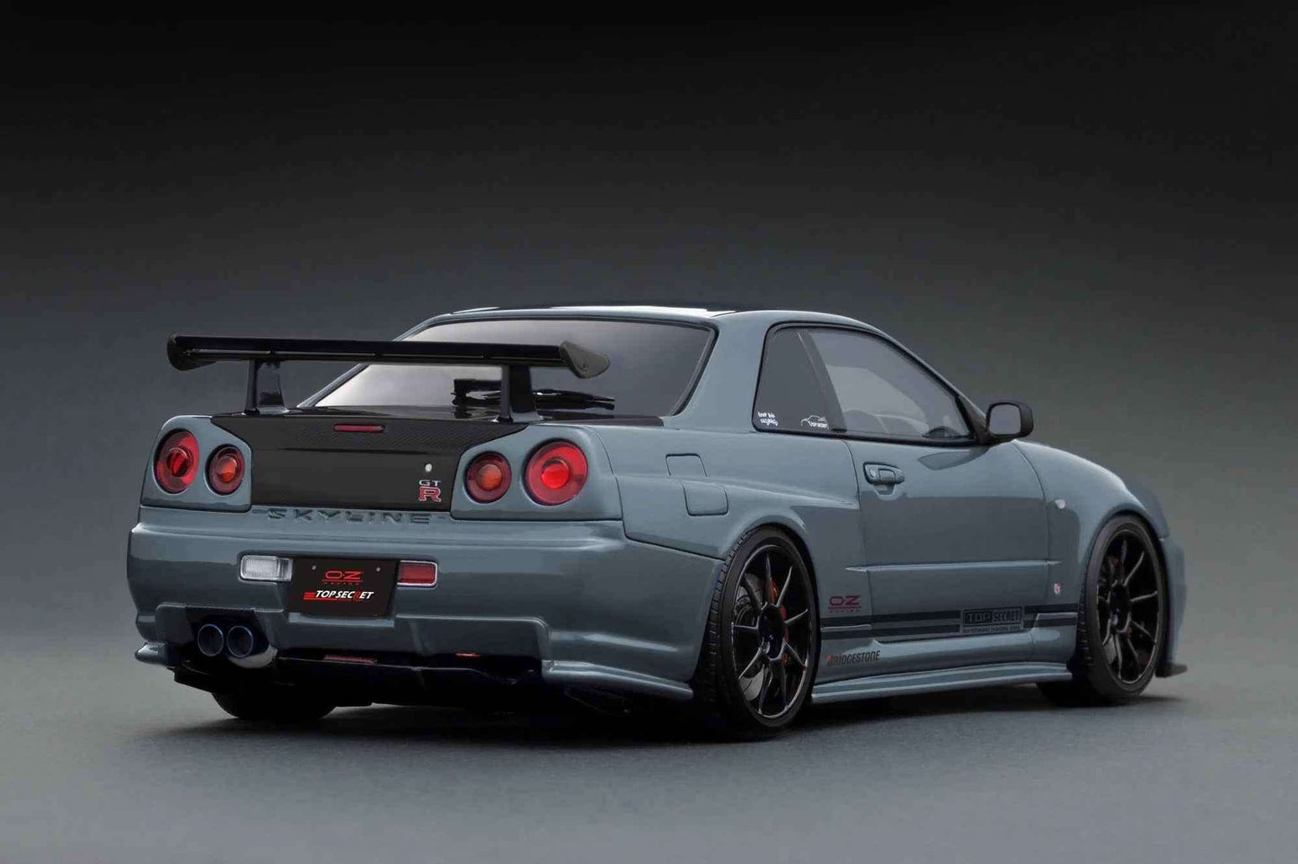 Ignition-Model Nissan Skyline GT-R R34 (BNR34) Top Secret 34GT-R RHD Stealth Grey w/ Carbon Fiber Hood 1:18 STM Diecast Default Title Default Title-