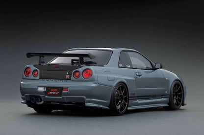 Ignition-Model Nissan Skyline GT-R R34 (BNR34) Top Secret 34GT-R RHD Stealth Grey w/ Carbon Fiber Hood 1:18 STM Diecast Default Title Default Title-