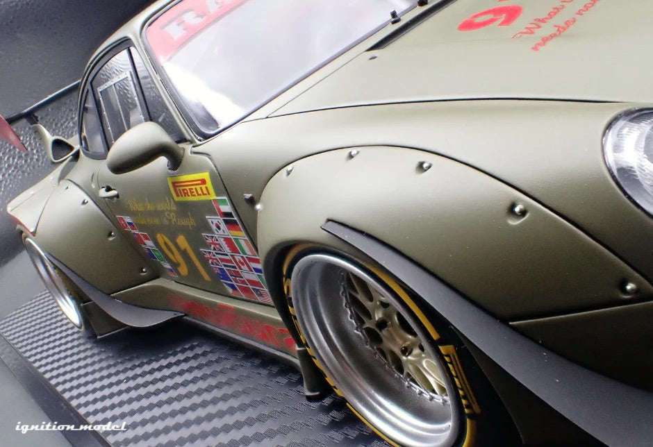 Ignition Model Porsche 993 RWB "Khaki" Matte Green 1:18 STM Diecast Default Title Default Title-