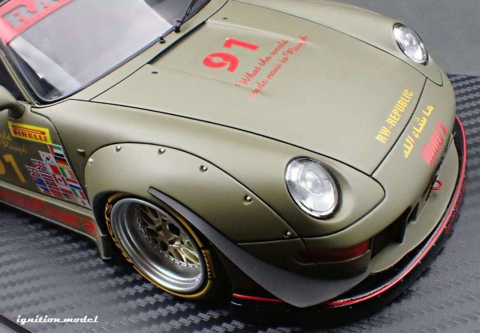 Ignition Model Porsche 993 RWB "Khaki" Matte Green 1:18 STM Diecast Default Title Default Title-