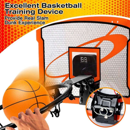 Indoor mini basketball hoop set with electric scorer and net, basketball and hardware
