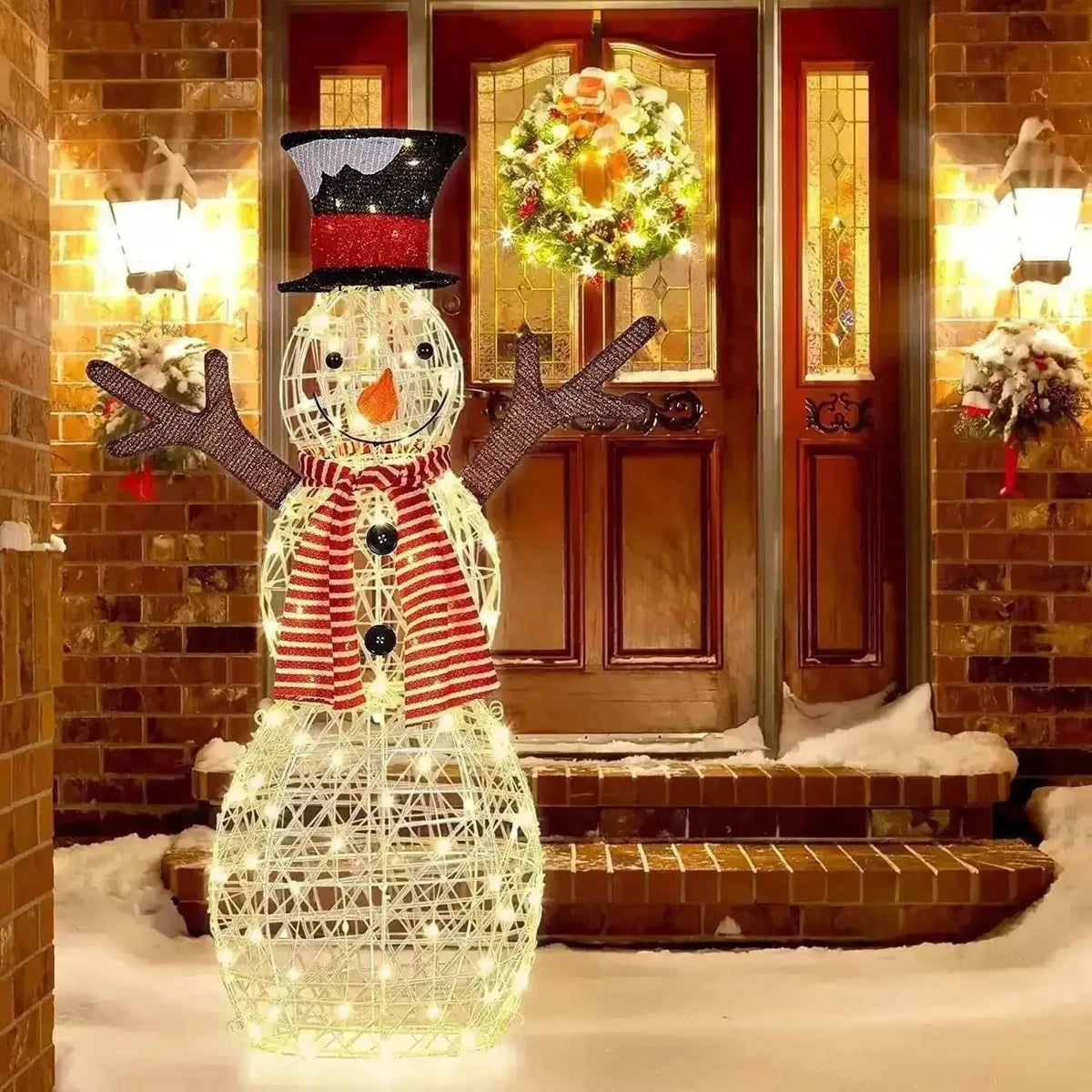 Indoor/Outdoor Christmas Lighted Snowman Decorations with Pre-Lit 80 Lights Cartsfy Inc.