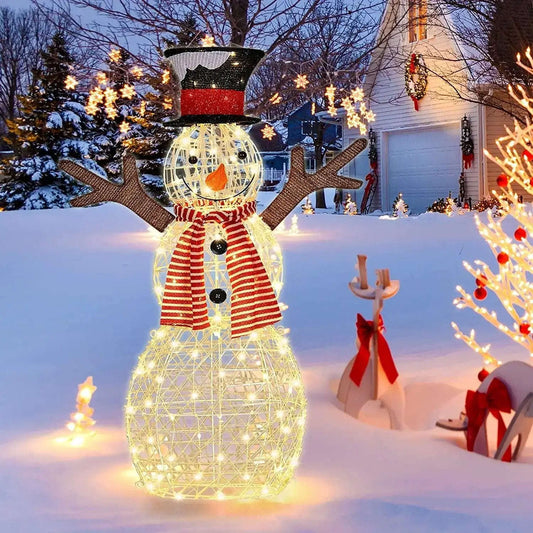 Indoor/Outdoor Christmas Lighted Snowman Decorations with Pre-Lit 80 Lights Cartsfy Inc.