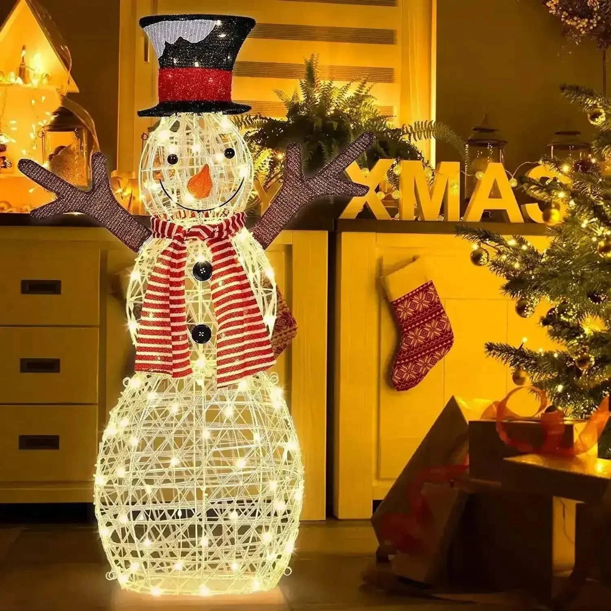 Indoor/Outdoor Christmas Lighted Snowman Decorations with Pre-Lit 80 Lights Cartsfy Inc.