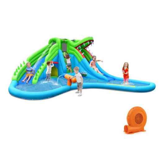 Inflatable Crocodile Style Water Slide Upgraded Kids Bounce Castle with 680W Blower Cartsfy Inc.