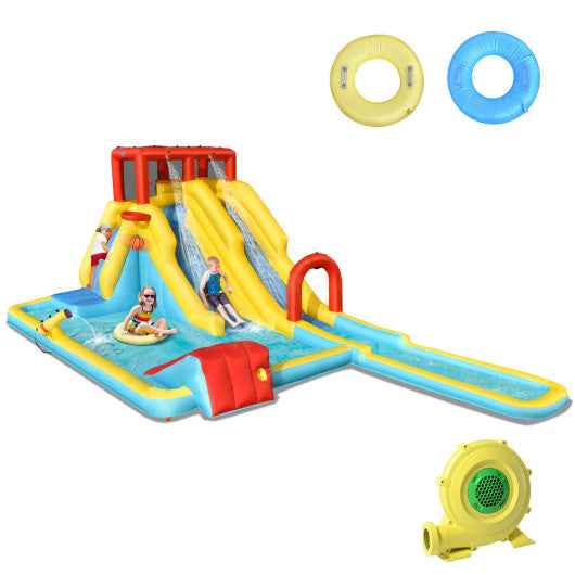Inflatable Dual Slide Water Park Climbing Bouncer with 735W Air Blower Cartsfy Inc.