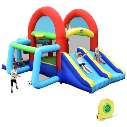 Inflatable Jumping Castle Bounce House with Dual Slides and 480W Blower Cartsfy Inc.