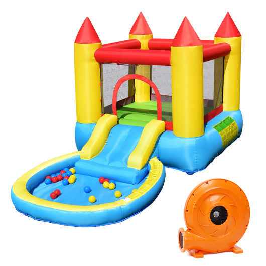 Inflatable Kids Slide Bounce House with 580w Blower - Cartsfy Inc.