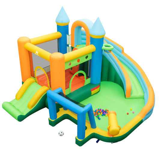 Inflatable Water Slide Blowup Bounce House with Dual Slides and Splash Pool (Without Blower) VYSN Default Title Default Title-