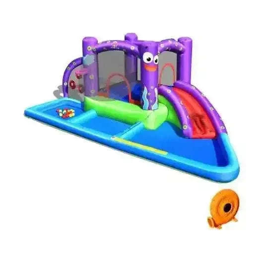 Inflatable Water Slide Park with Splash Pool and 750W Blower Cartsfy Inc.