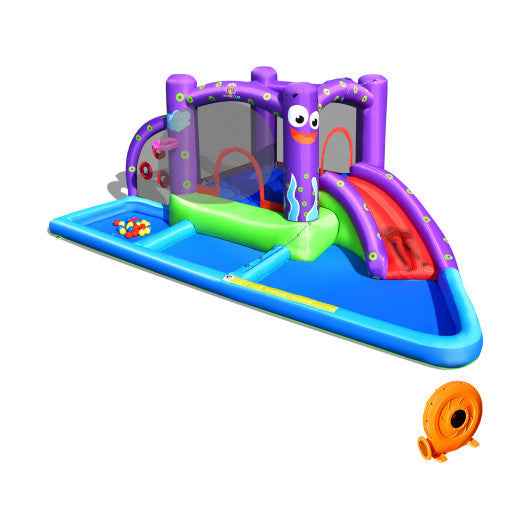 Inflatable Water Slide Park with Splash Pool and 750W Blower Cartsfy Inc.