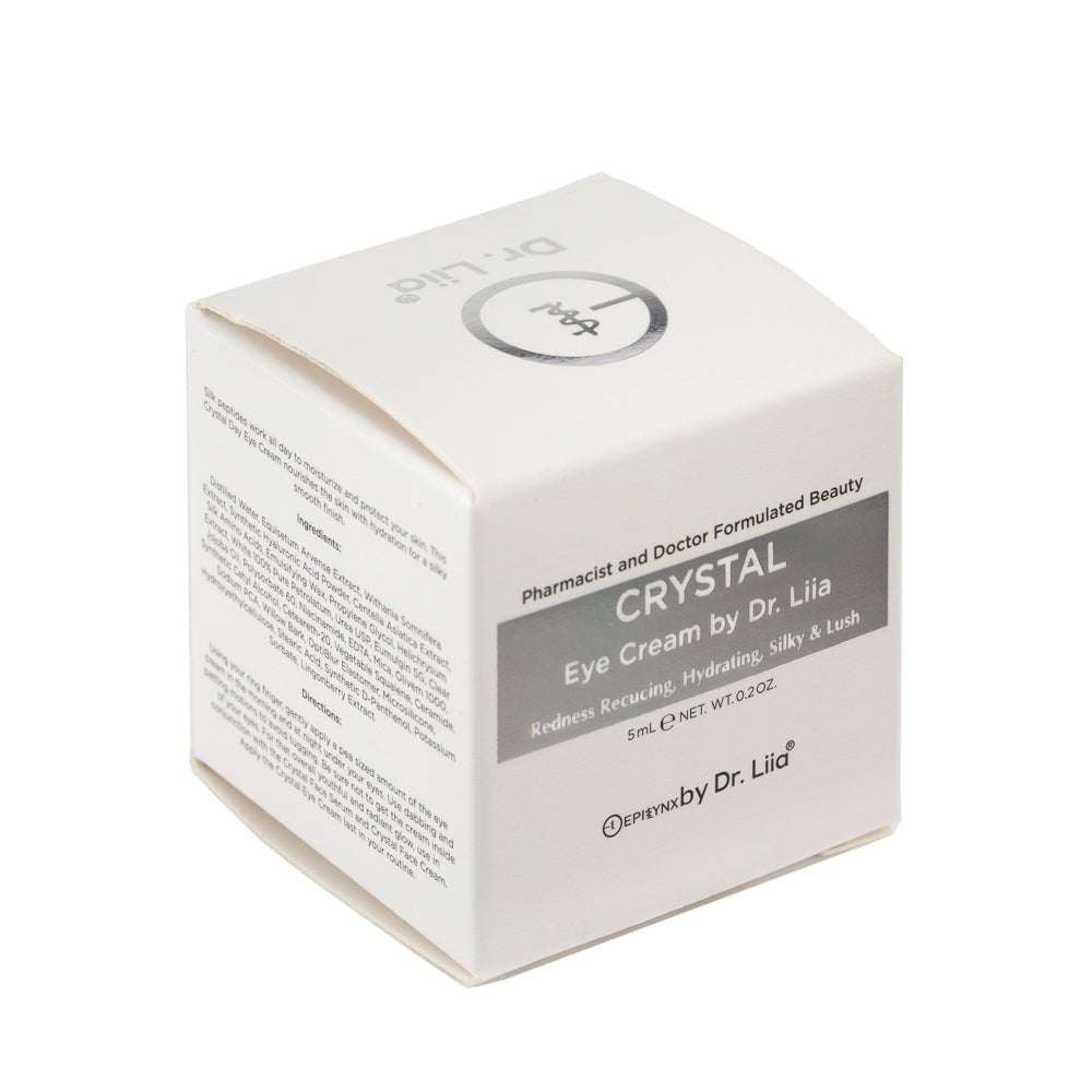 Eye cream packaging box with Crystal Dr. Lilia label and net wt 0.2 fl oz text