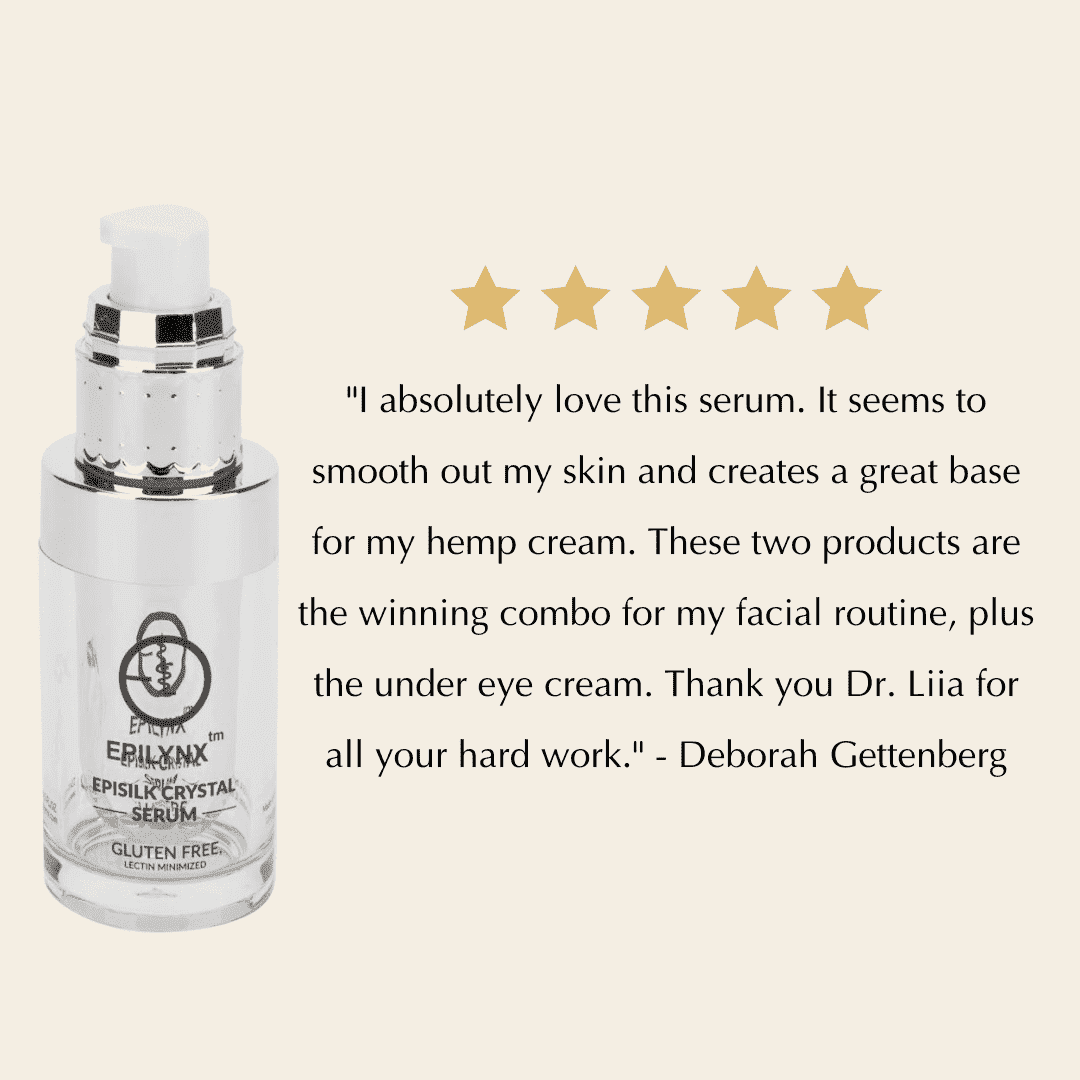 Intense brightening face serum bottle shown with gold rating stars