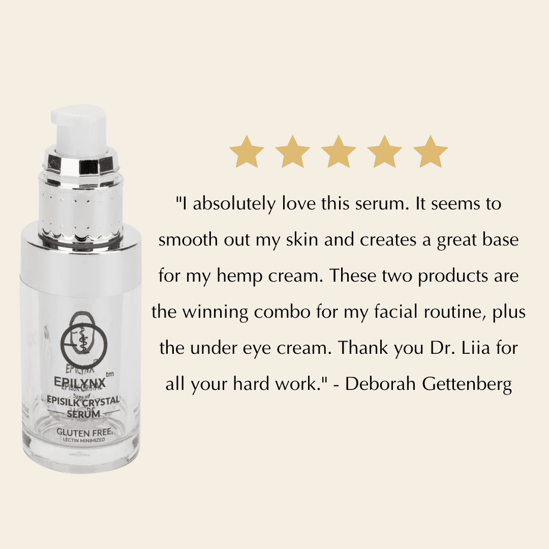 Intense brightening face serum bottle shown with gold rating stars